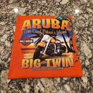 Vintage Men’s Size L Harley Davidson Aruba 2005 Orange Shirt NWT NOS USA